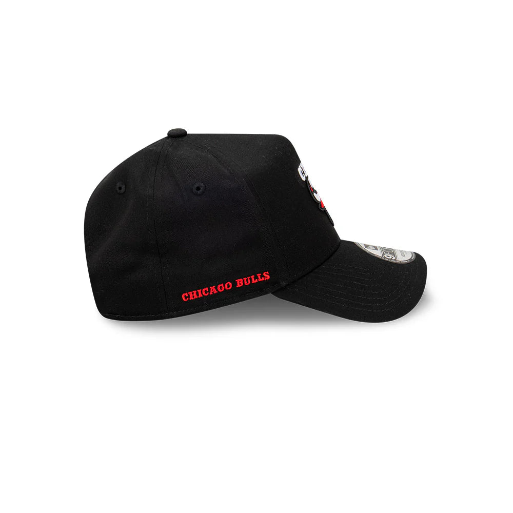 Chicago Bulls Hat - Black 9Forty A-Frame NBA Snapback Cap - New Era